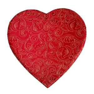 Heart Shaped Russell Stover Candy Box with Padded Fabric Lid Empty 10.5"